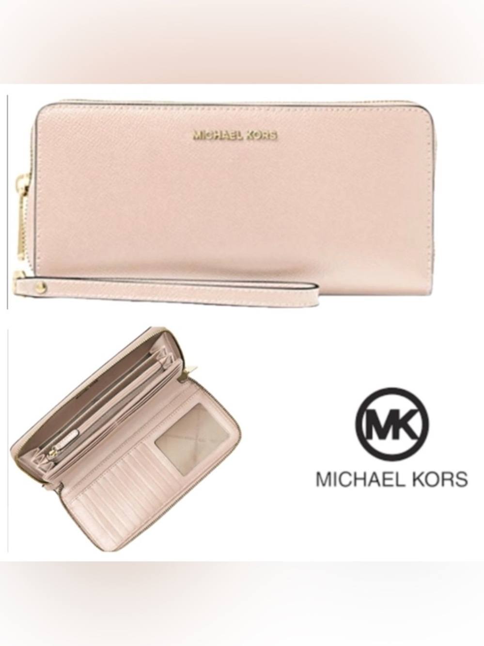 Micheal Kors Jet Set Travel Large Pebbled Leather Continental Wallet